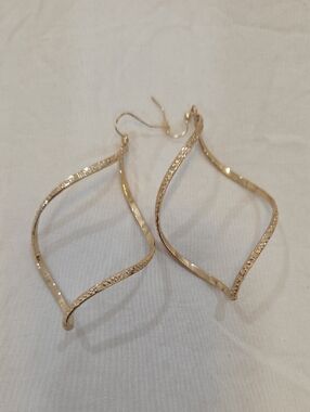 Park Lane Gold Twisted Open Leaf Hoop Earrings